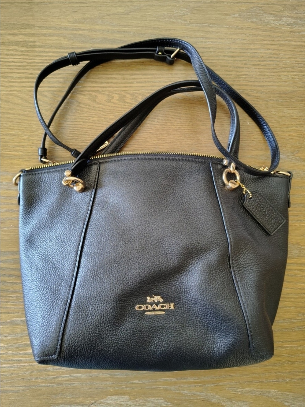 Coach Kacey Black Pebble Leather Satchel Crossbody Handbag C6229